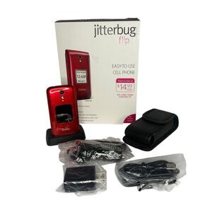 Lively Jitterbug Red Flip2 Cell Phone For Seniors 2022 Verizon Bundle